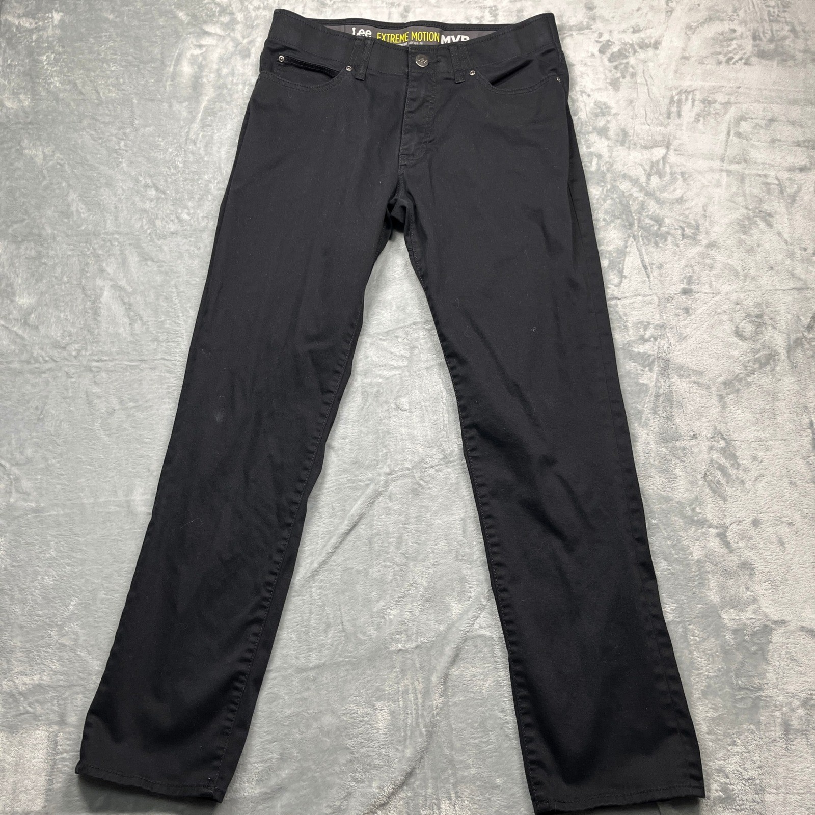 Lee Extreme Motion MVP Pants Mens Black Straight Fit Tapered Leg Stretch 33×32