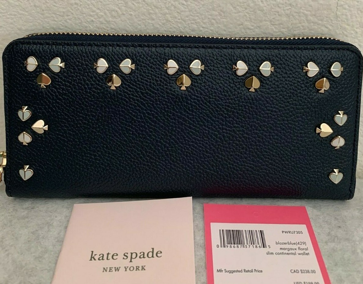 NWT Kate Spade Margaux Floral Slim Continental Wallet $198 BLAZER BLUE PWRU7305