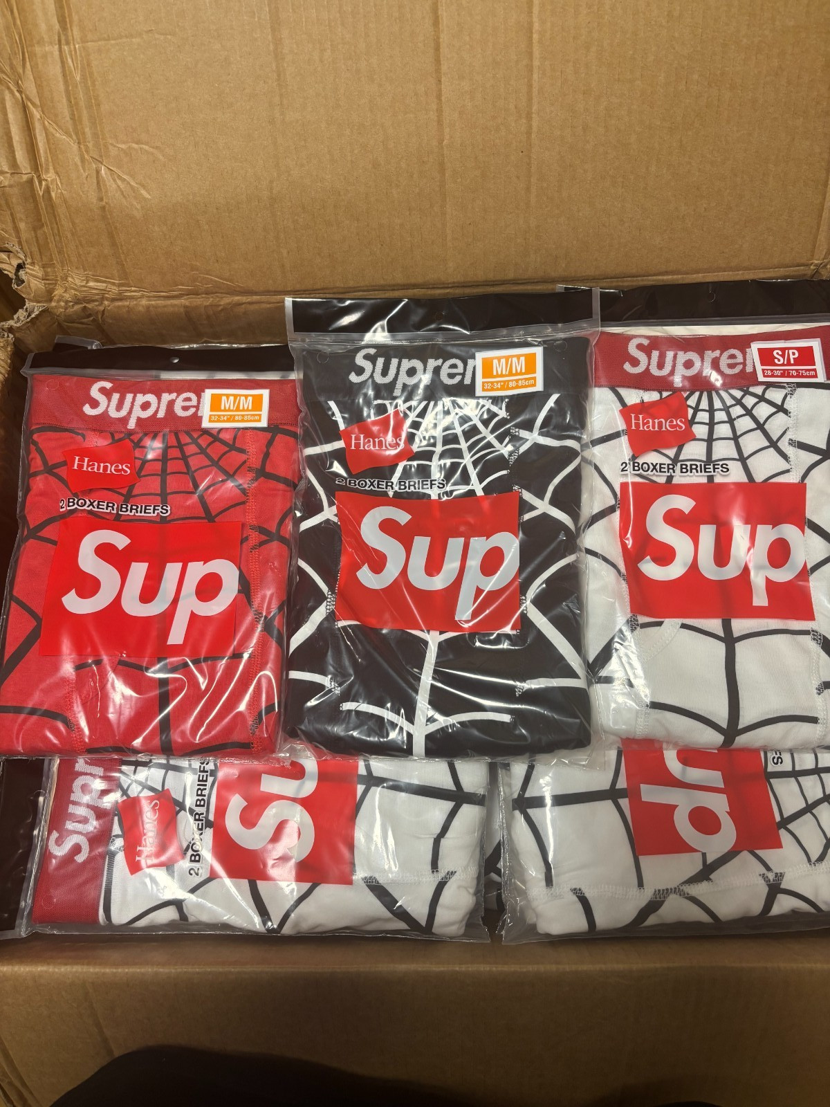 Supreme Hanes Spider-Man Boxer Briefs White Black Red 2 Pairs Per Pack-Brand New