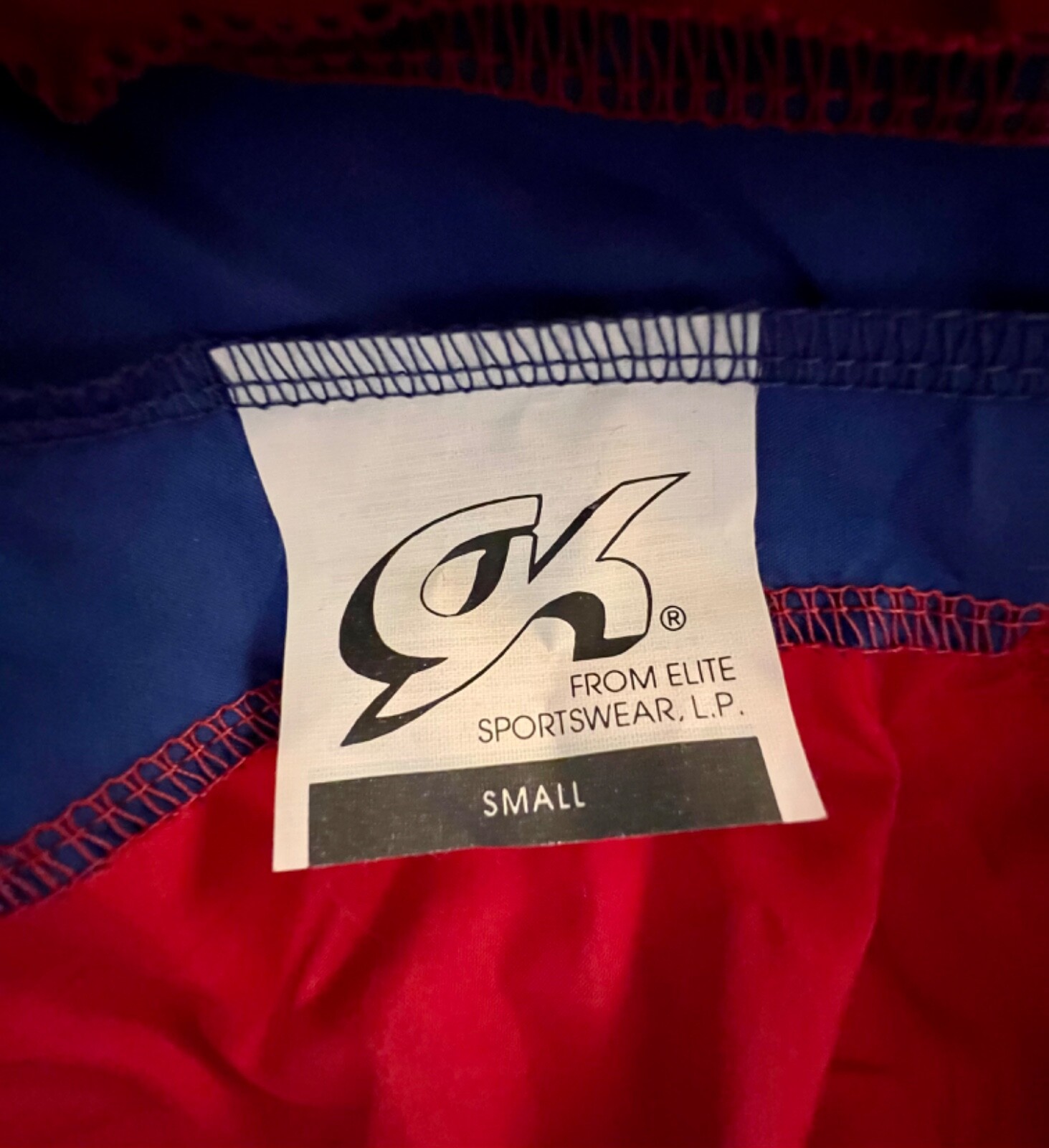 GK WARM UP PULLOVER ADULT SMALL NAVY RED WHITE MICROFIBER GYMNASTICS CHEER Sz S