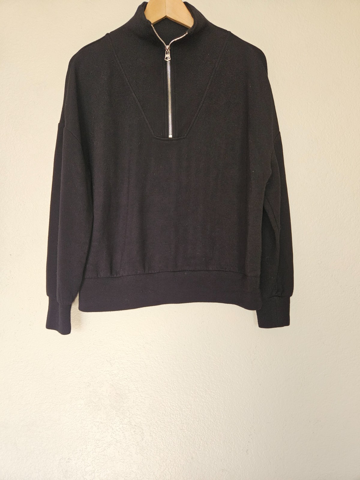 Varley DoubleSoft Hawley Half-Zip Sweatshirt Size XS Black Pullover