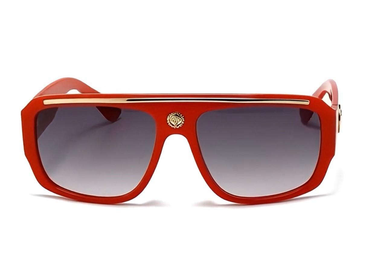 Oversized Square Kleo Lion Head Medallion Flat Top Sunglasses Lentes Shades