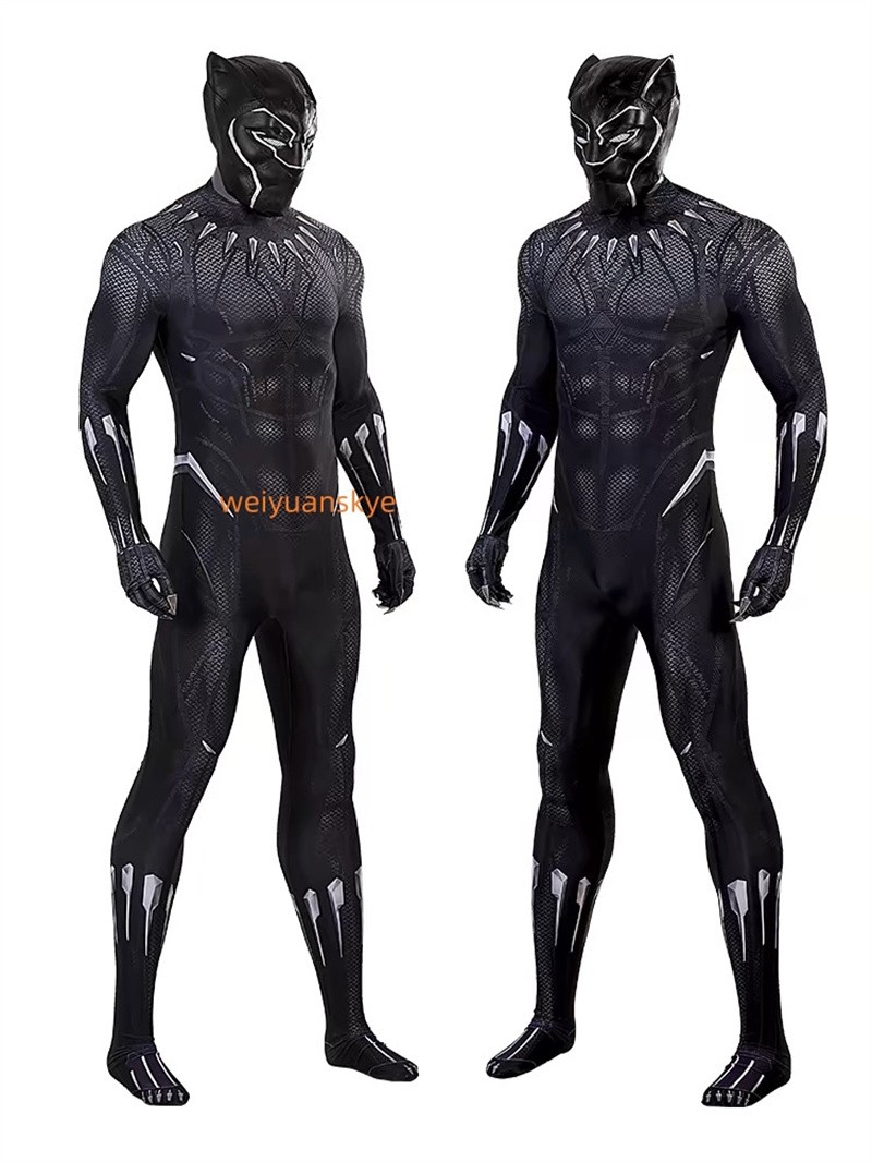 Movie Black Panther Adult T’Challa Cosplay Costume Jumpsuit Catsuit Halloween