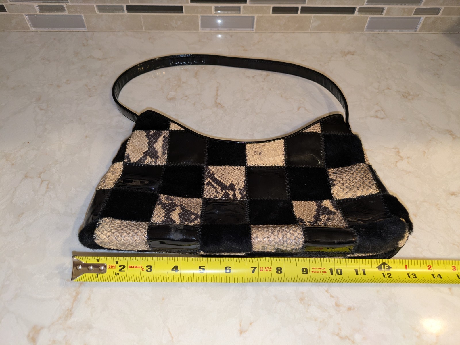 Rob Ference LA Black Patent Leather, Calf Hair, and Snakeskin Purse