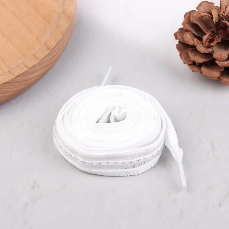 1pair 2cm Bow Wide Flat Shoelaces Fish Silk Transparent Striped Shoelaces Sneake