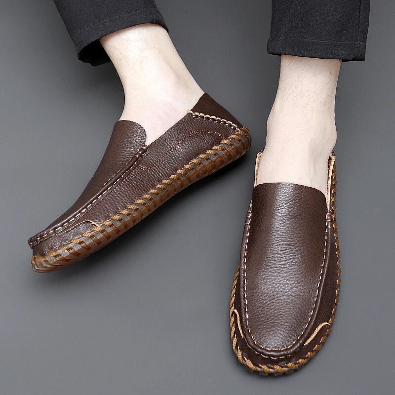 Handmade Men’s Casual Shoes Leather Loafers Moccasins Breathable Driving Shoes
