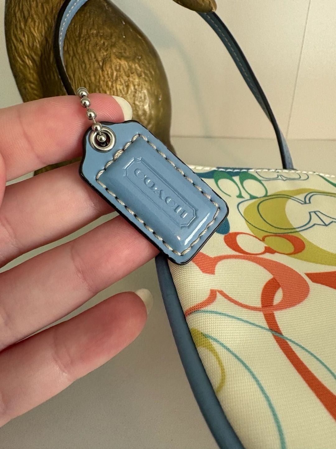 Coach Optic Signature Butterfly Print Blue Wristlet