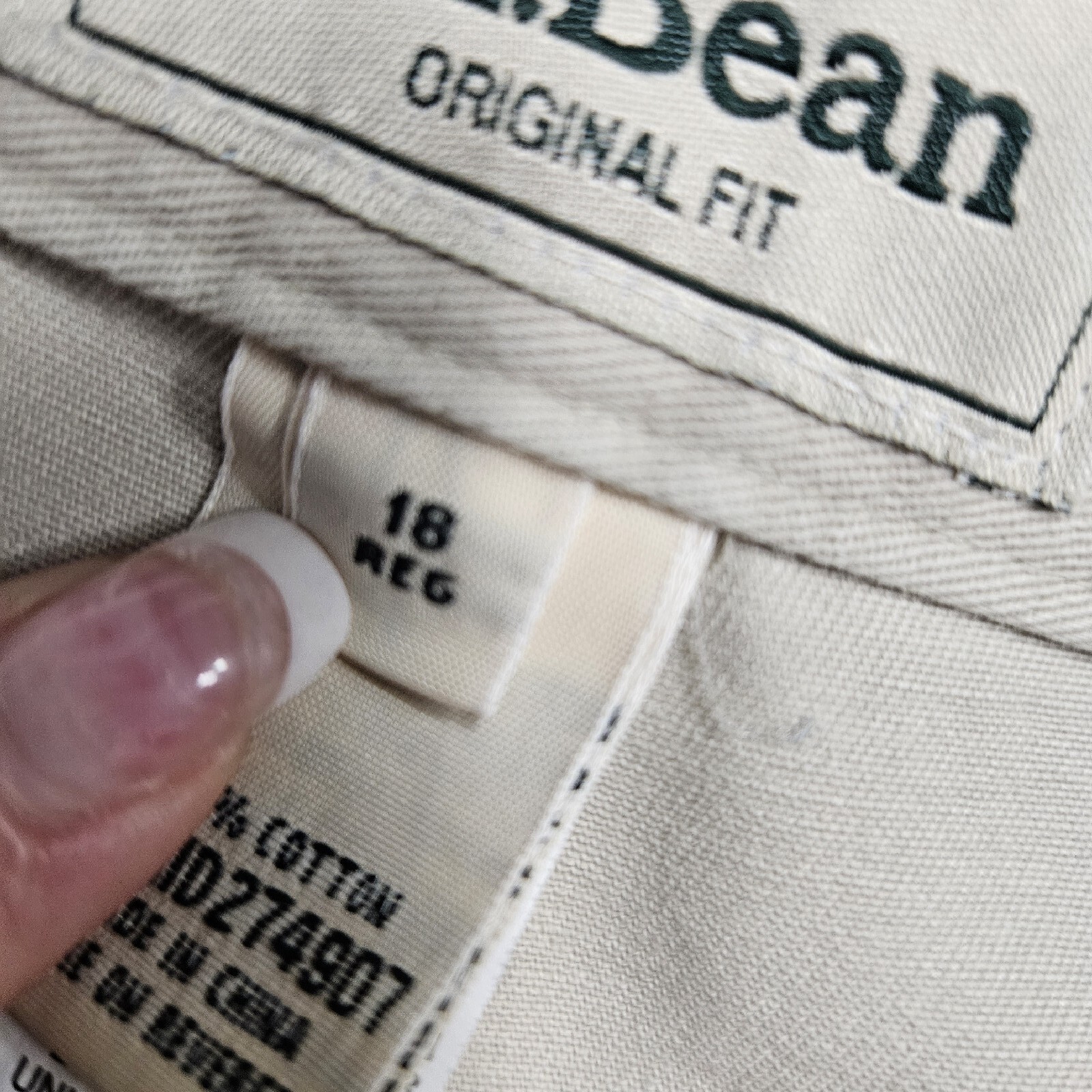 LL Bean Size 18 Original Fit Khaki Beige Cropped Pants Pockets #274907 36x23in