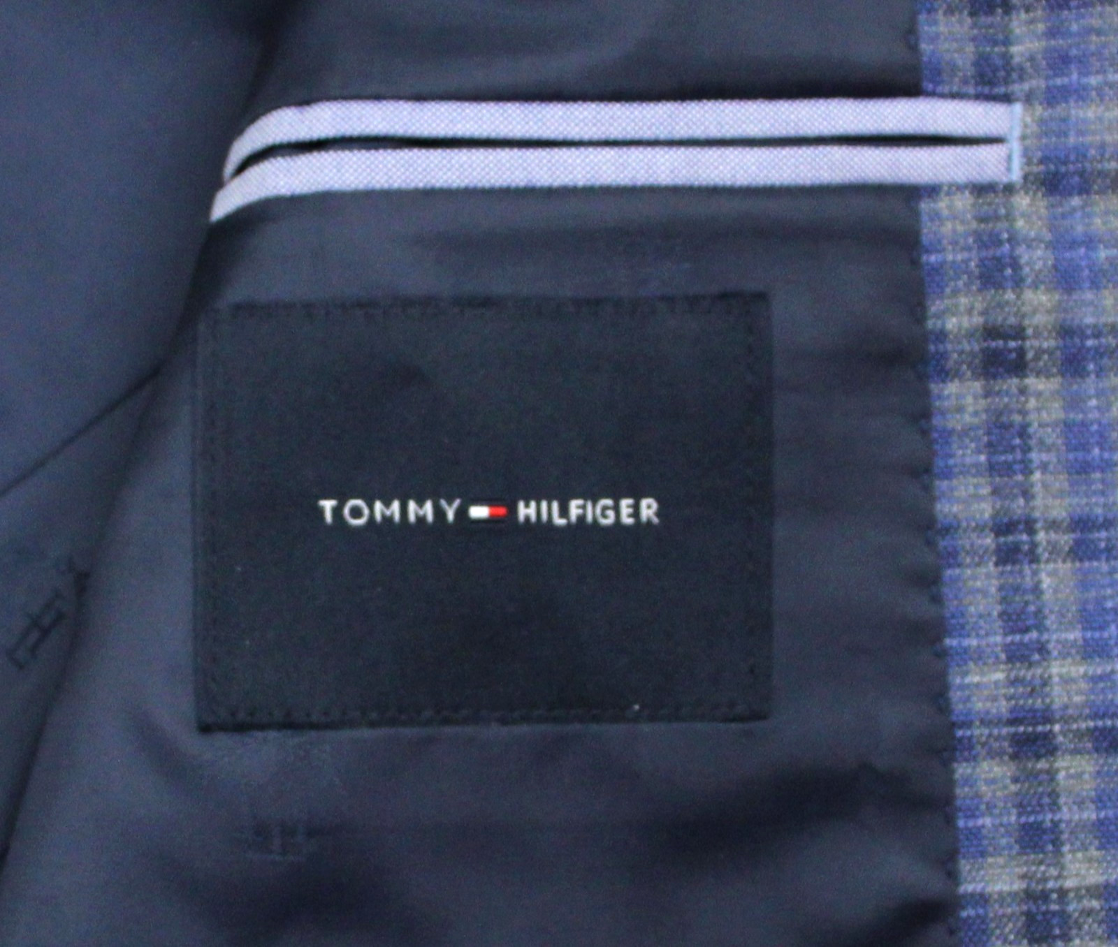 $295 Tommy Hilfiger Sport Coat 36 S Modern Fit Blue Check TH Flex Blazer Jacket