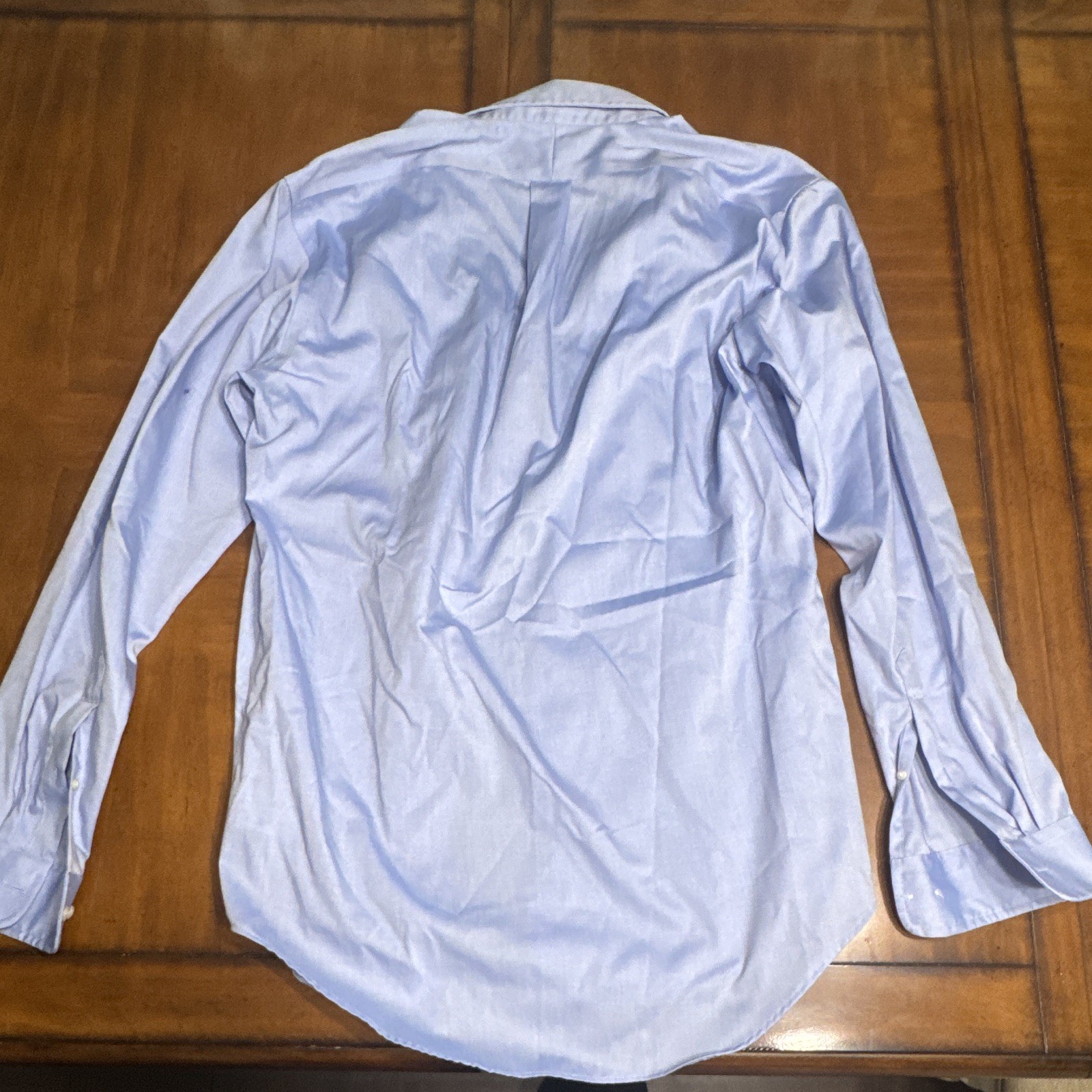 Lands’ End Non-Iron Supima Pinpoint Dress Shirt Tailored Blue Solid 16 36/37