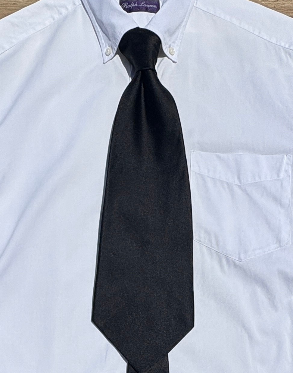 Ralph Lauren Purple Label Gentleman’s Solid Black Silk Necktie – Italy – $235.00