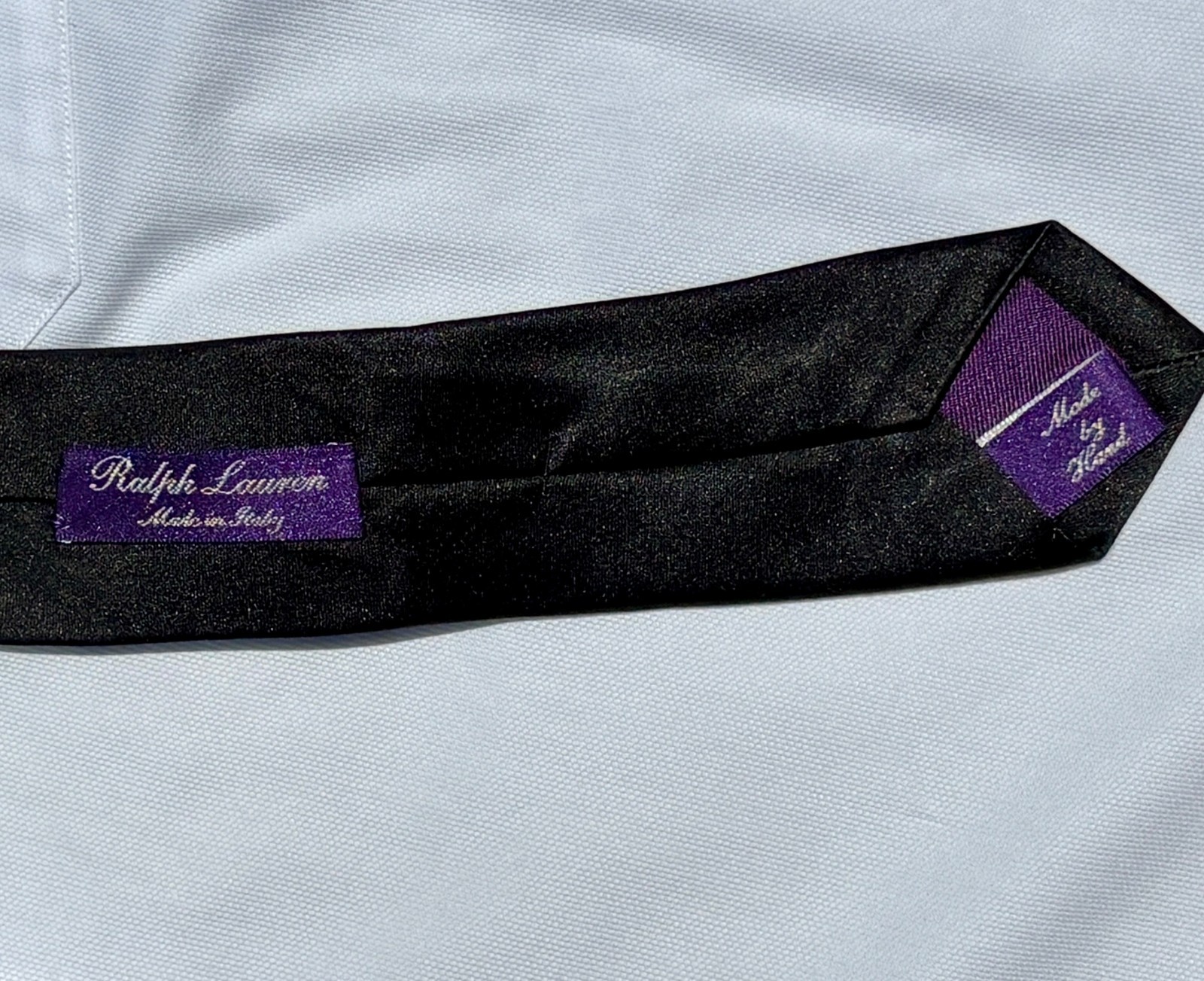 Ralph Lauren Purple Label Gentleman’s Solid Black Silk Necktie – Italy – $235.00