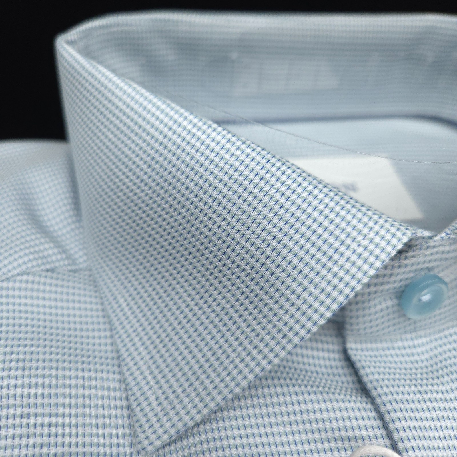 Eton Dress Button Shirt -16.5 37- Slate Blue White Contemporary ROYAL TWILL slim
