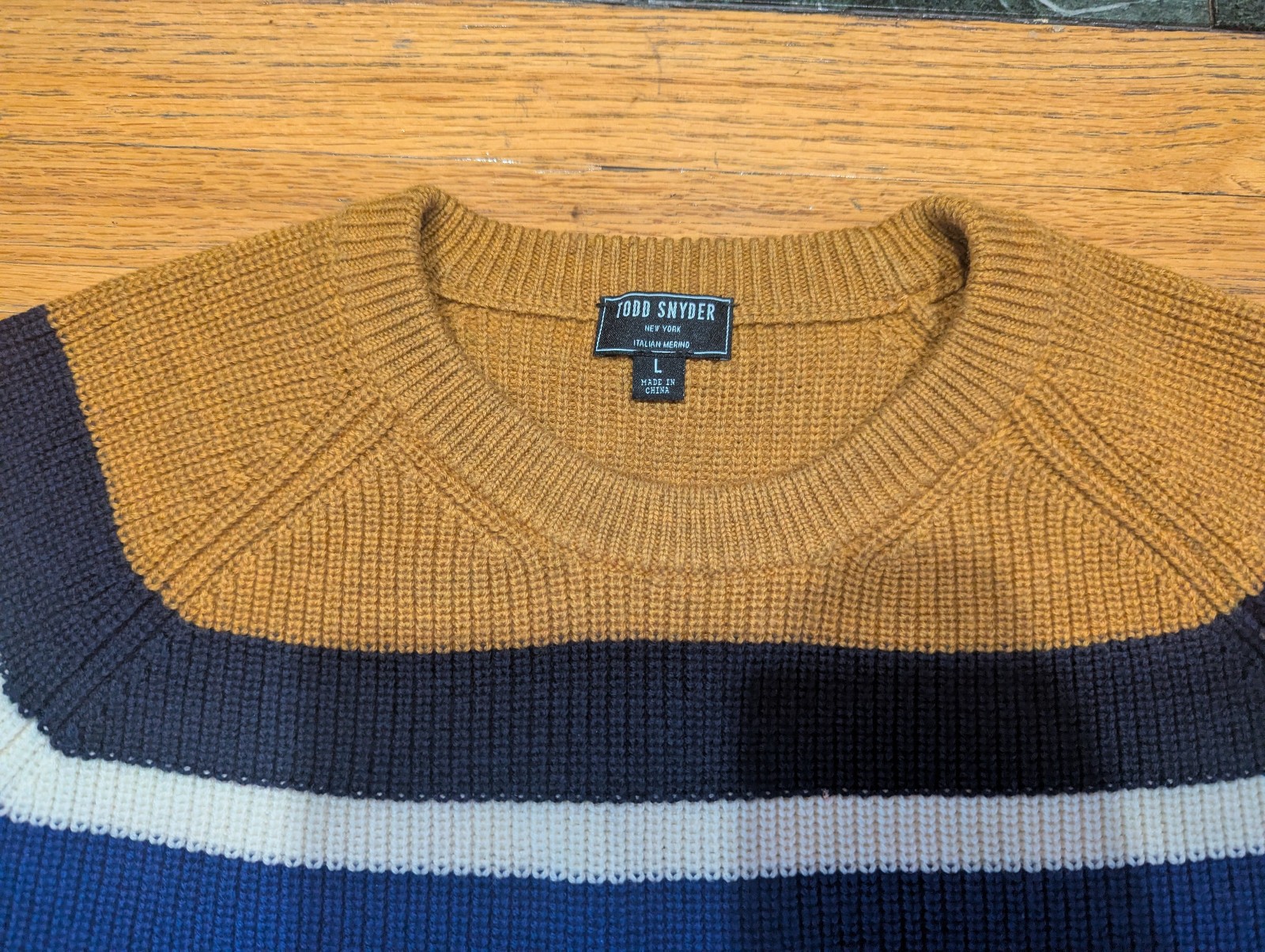 Todd Snyder Large (L) Multicolor Striped Knit Italian Merino Wool Sweater