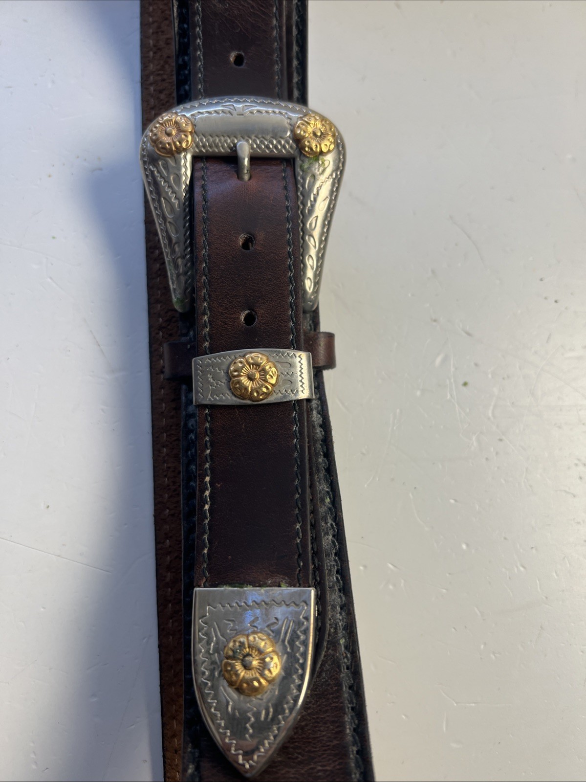 VTG Women’s 32” Western Equestrian Brown Leather Belt Solid Nickel German Silver