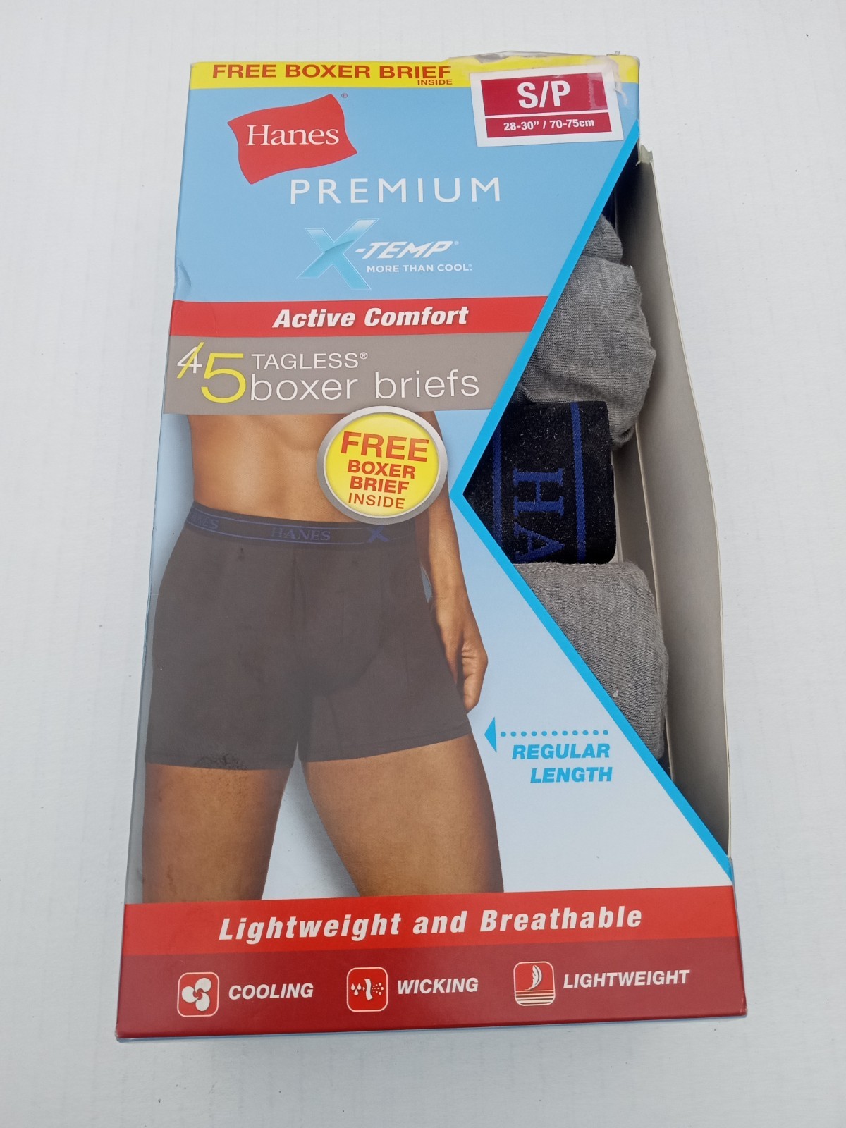 Hanes Tagless Boxer Briefs 5-Pairs Lightweight and Breathable 28-30″ Waist Size