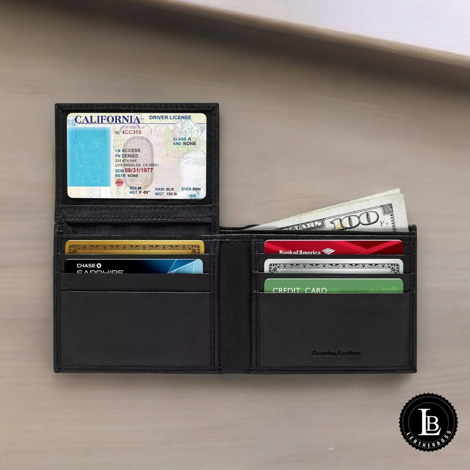 Genuine Leather Minimalist Bifold Wallets For Men RFID Blocking Slim Mens Wallet