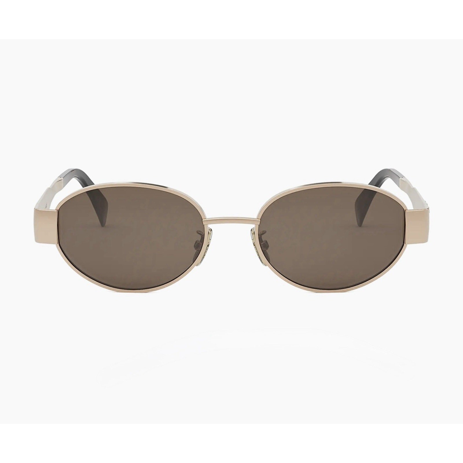 Celine CL40235U 28E Triomphe Metal Oval Sunglasses Rose Gold Brown AUTHENTIC