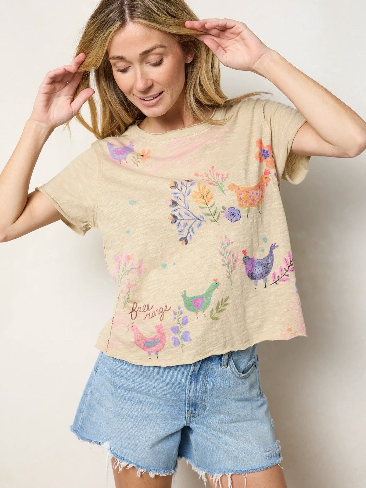 Natural Life Aiden Top Shirt Cream Chicken Boho Farmhouse Large L