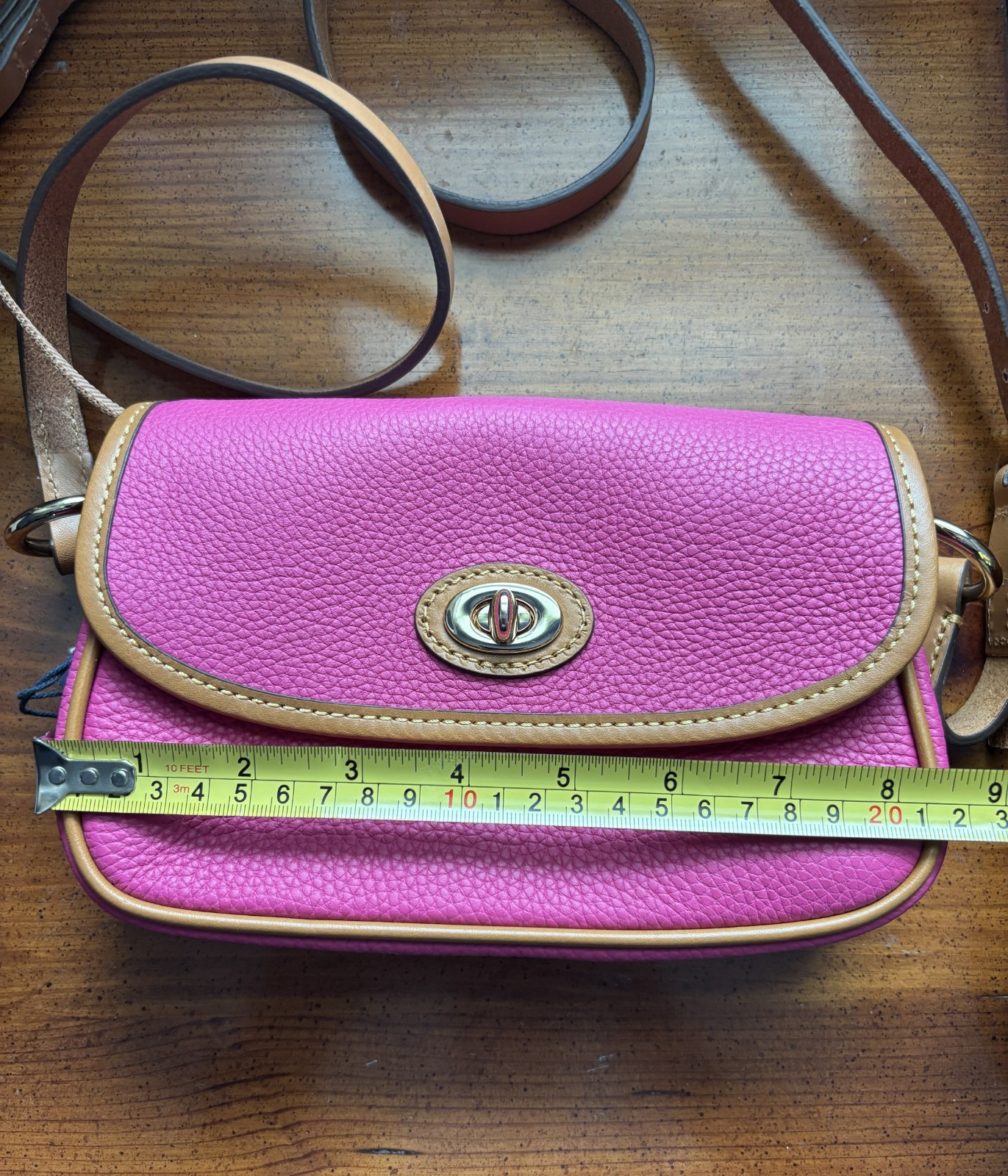 Dooney & Bourke Pebble Grain Turnlock Crossbody 22 in Fuchsia, new with tags