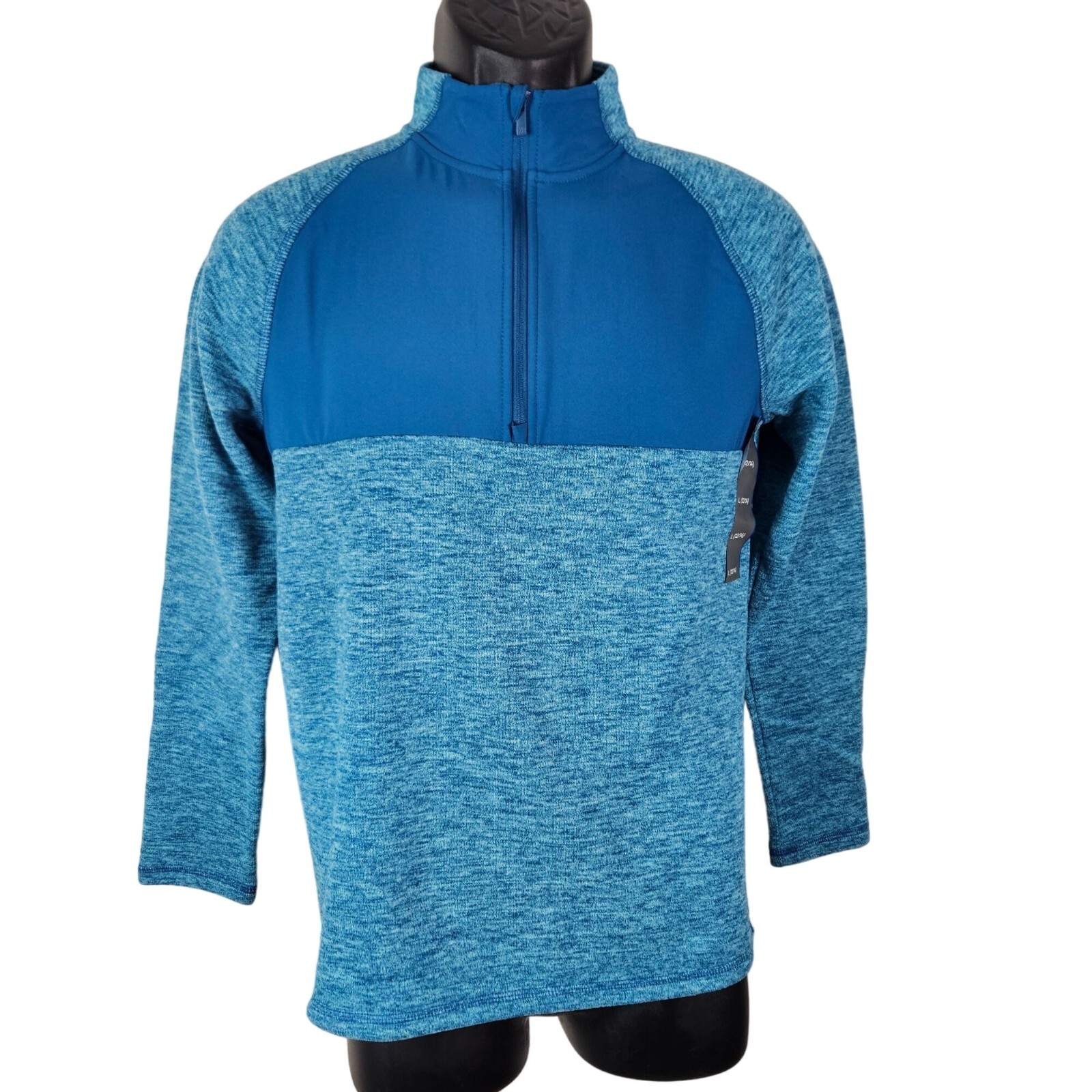 All In Motion Kids Pullover 1/4 Zip Fleece Sweatshirt Large 12/14 Teal Comfort