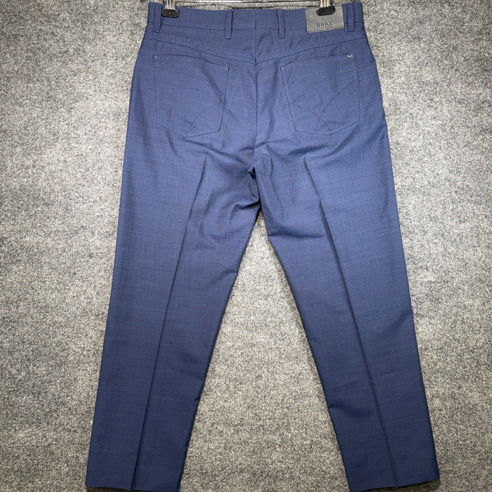 Brax Cooper Fancy Trousers Mens 35×30 Blue Virgin Wool Regular Fit Five Pocket