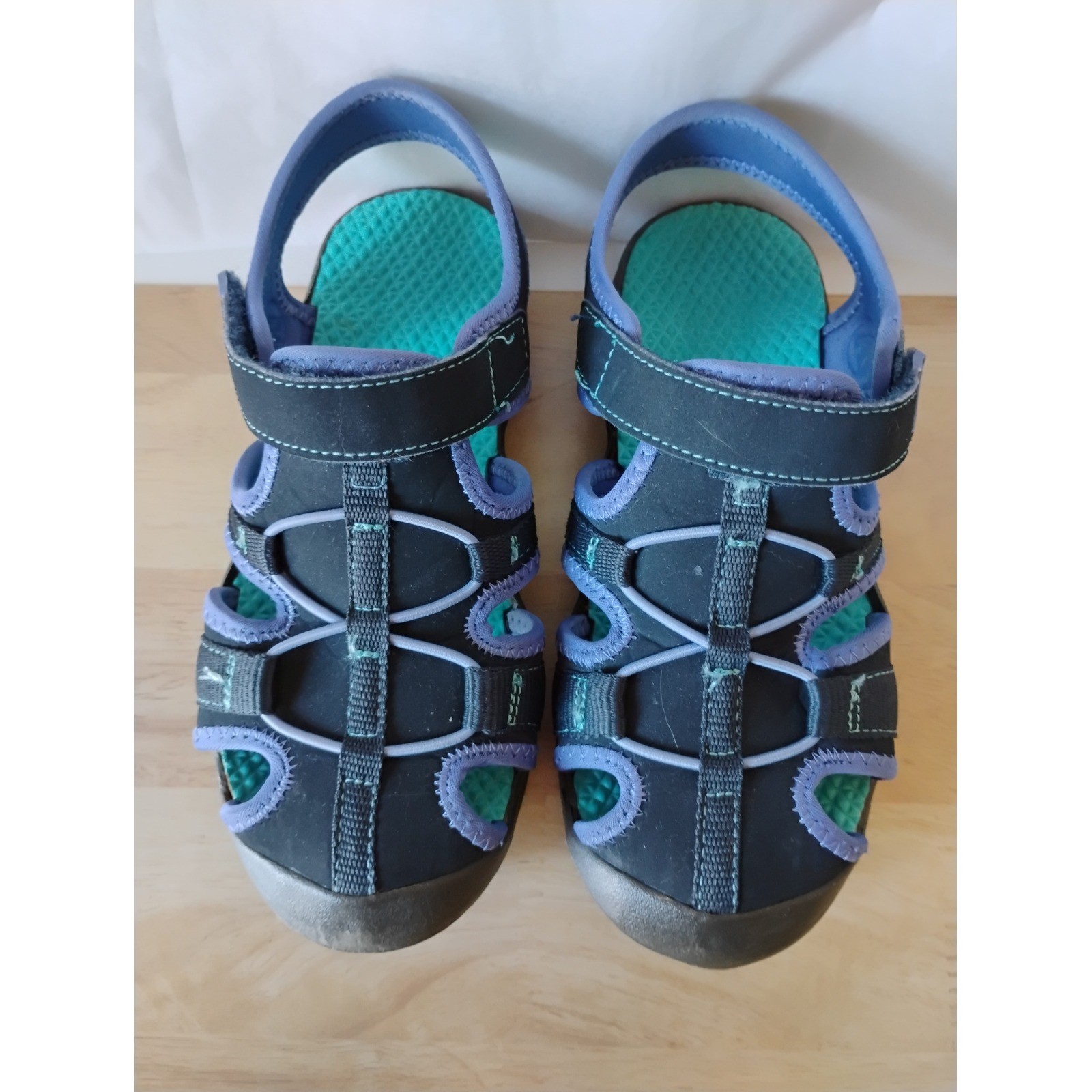 Ozark Trail Kids Navy Blue Teal Closed Toe Water Sandals Hiking Shoes Size 1