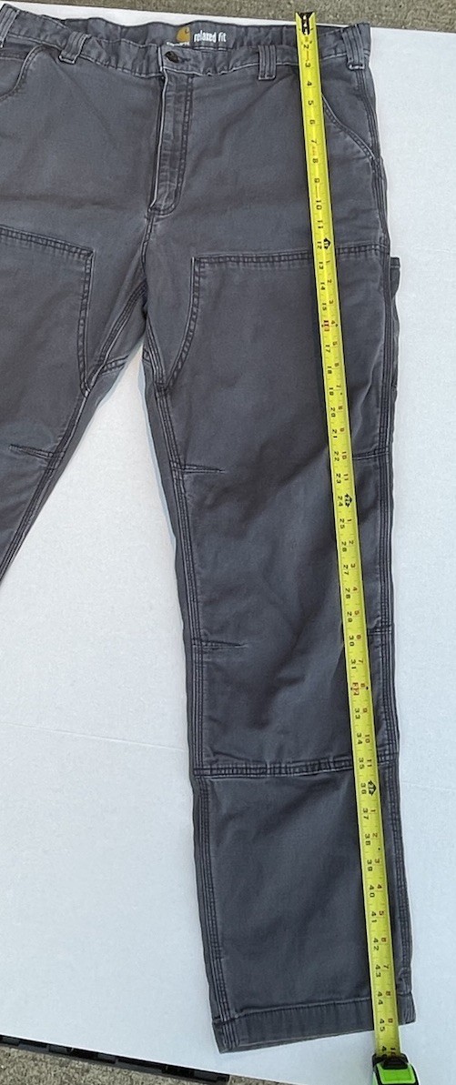 Carhartt Work Pant Mens 38×36 (34) Gray Rugged Flex Relaxed Fit Canvas Utility