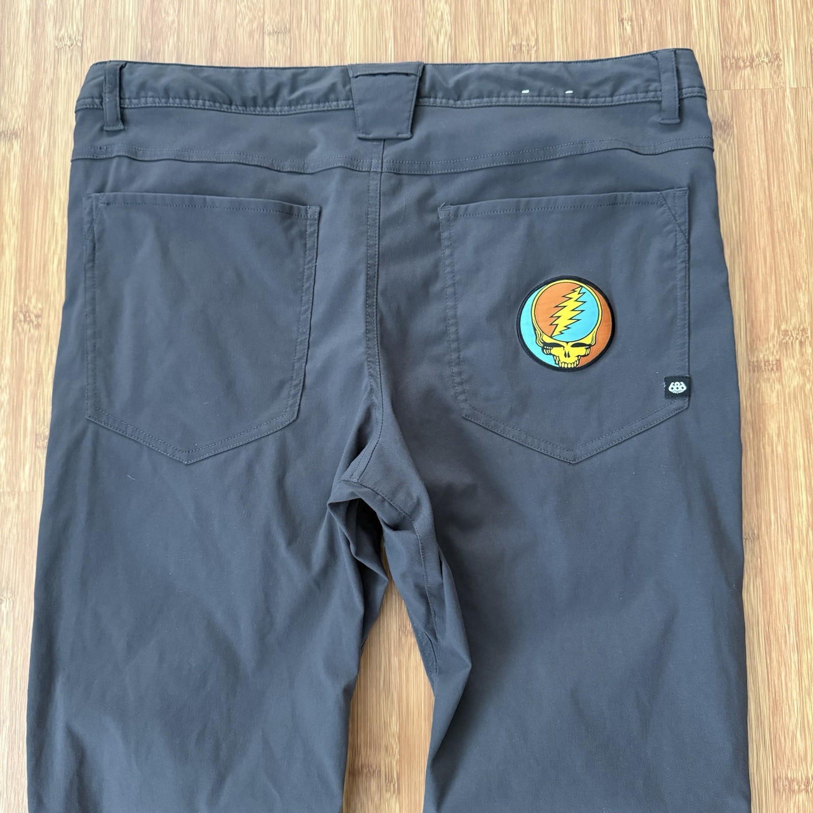 686 Grateful Dead Everywhere Pant Men 36×34 Slim Fit Stretch Gray Side Pocket
