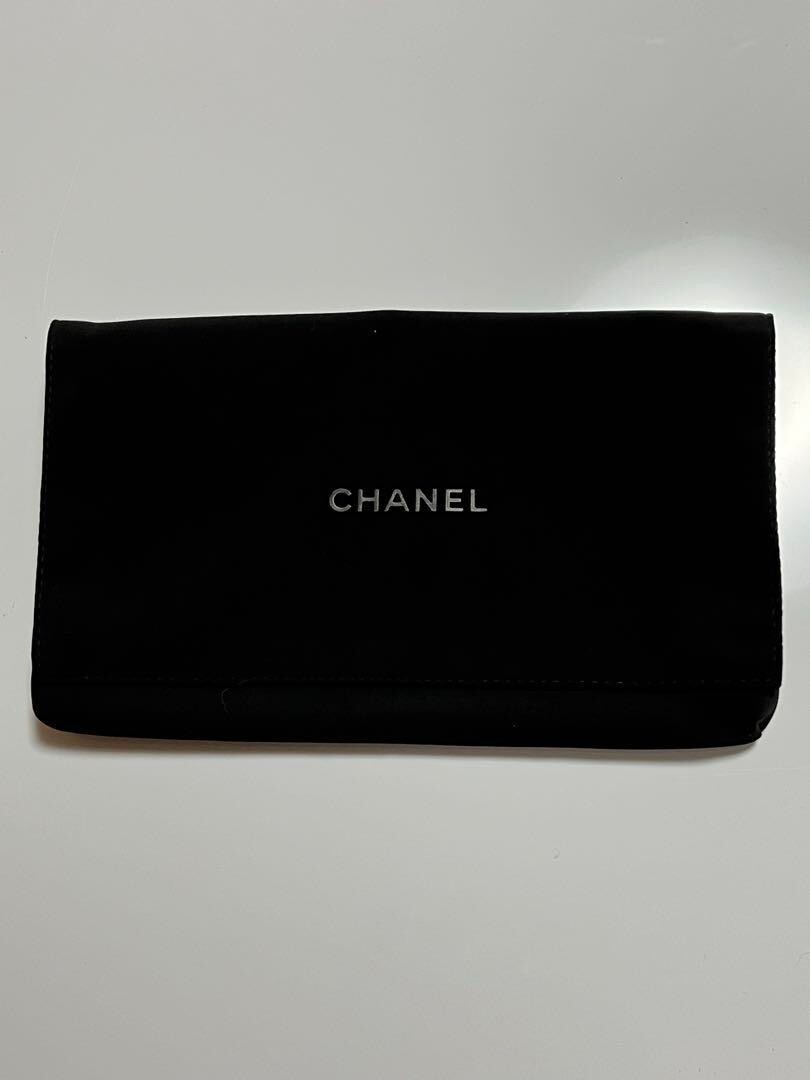 CHANEL Long Wallet Storage Bag 8.6in x 4.5in Velour Fabric from japan