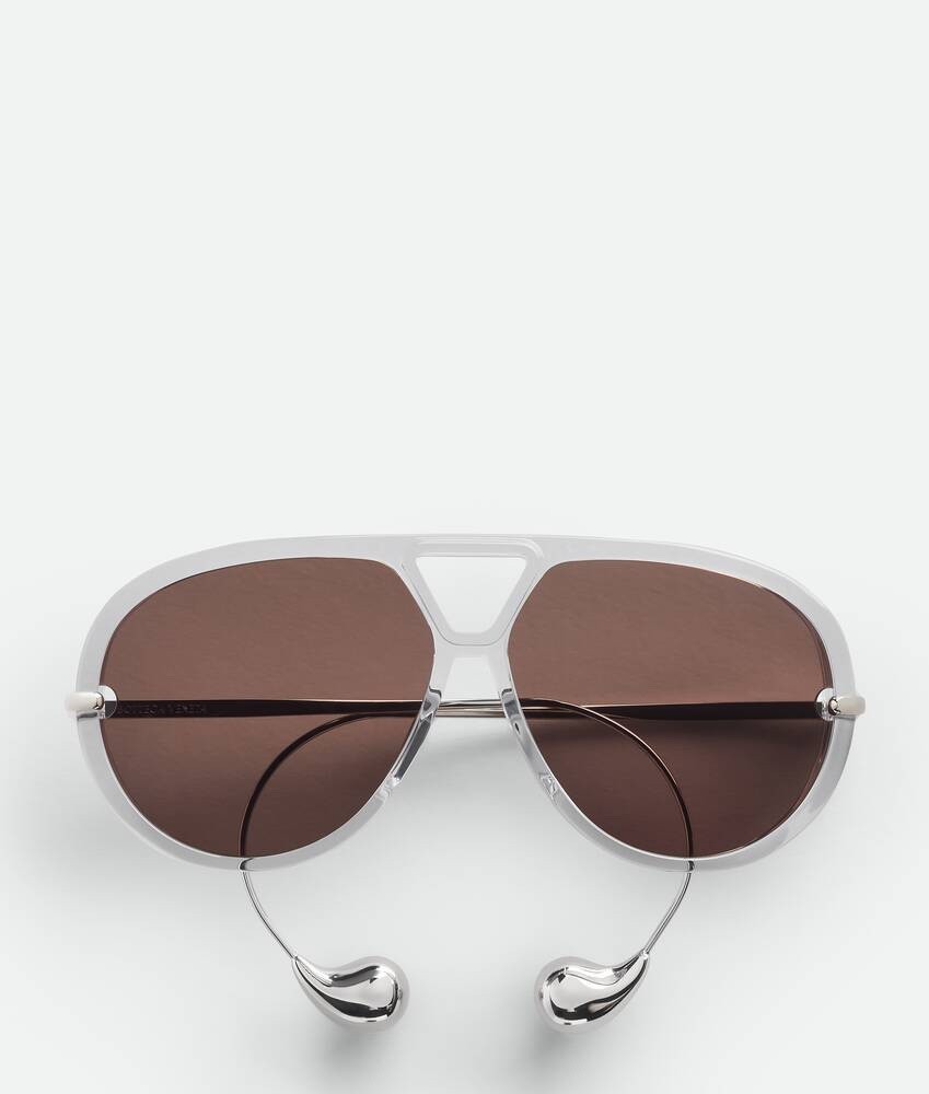 BOTTEGA VENETA BV1273S White Silver / Brown Size 180 Sunglasses New w/ Case