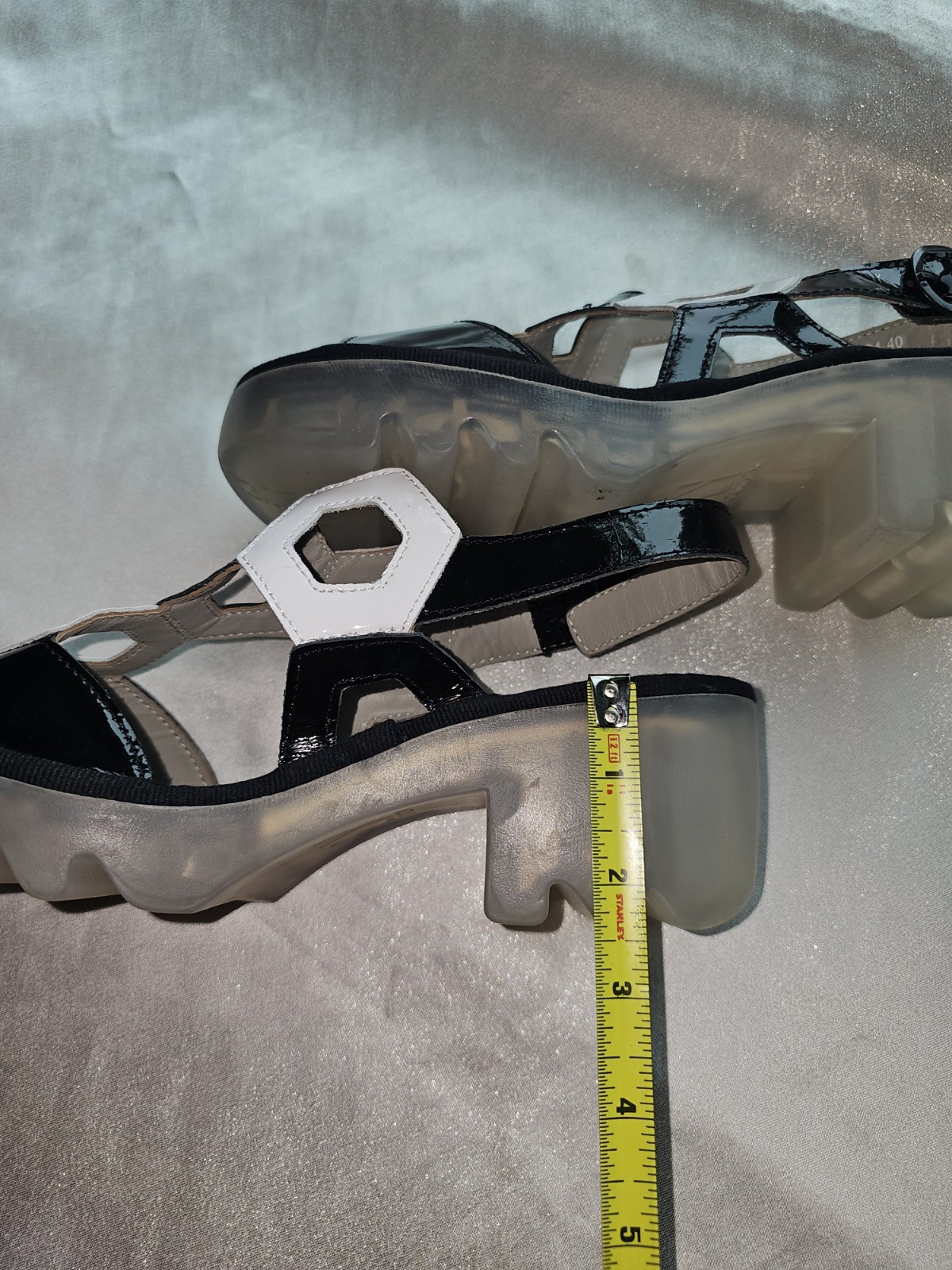 Fly London Tewa Strappy Platform Sandals Black/White Sz EU40/US9-9.5