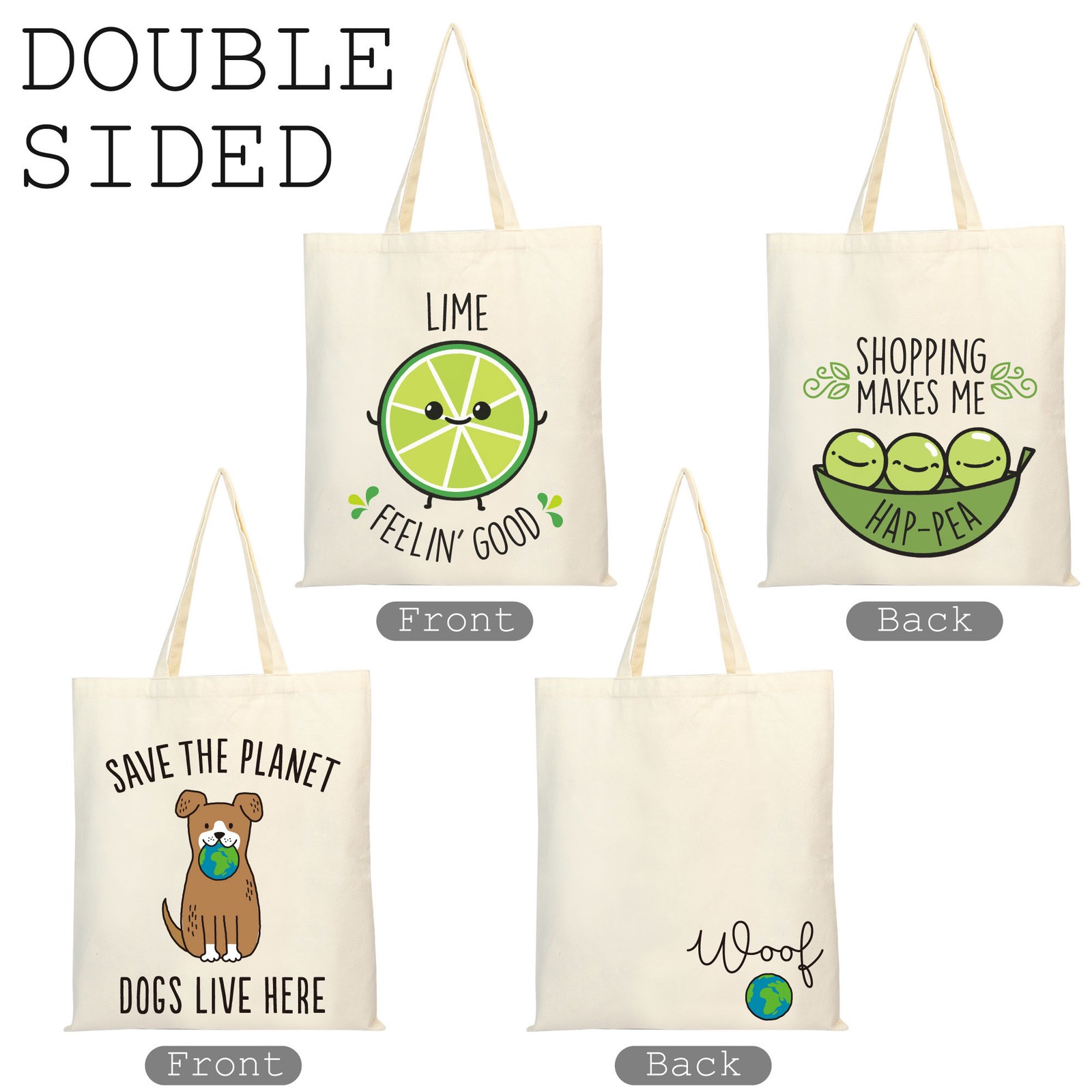 2PCS Large Cotton Shoulder Tote Bag Canvas shopping bag Casual Daily Bags Pack