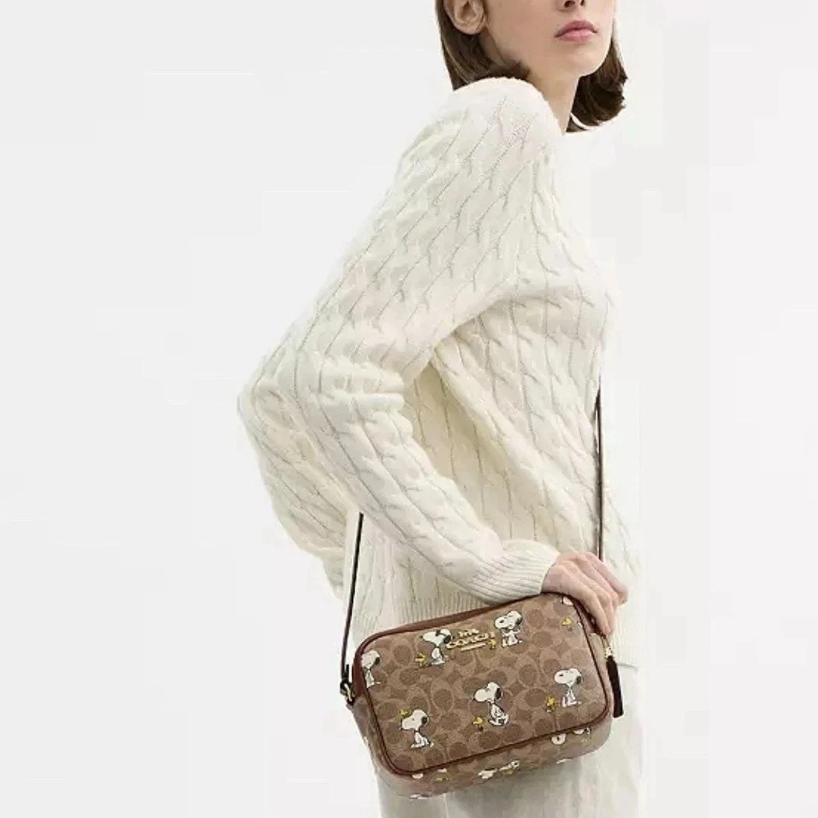 NWT Coach X Peanuts Jamie Camera Bag In Signature Canvas With Snoopy Print CBM27