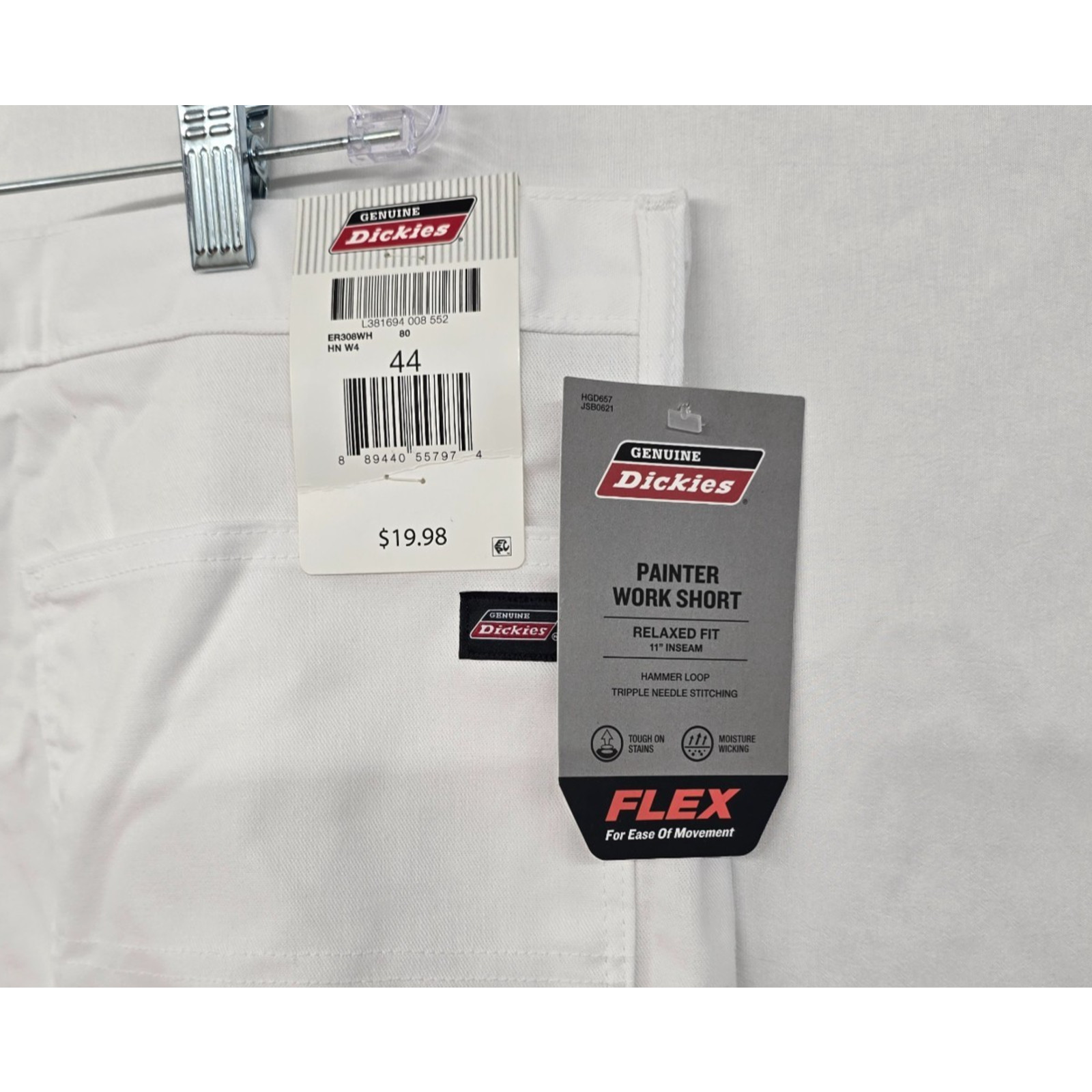 Dickies Painter Work Short Men’s 44 White Relaxed Fit Hammer Loop 11″ Inseam NWT