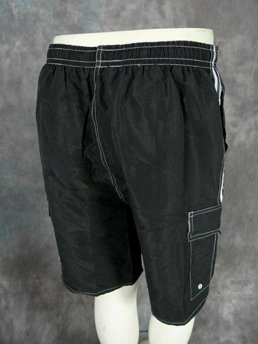 Cargo Shorts Swim Trunks Mens Elastic Double Sport Stripe Inside Mesh Lining