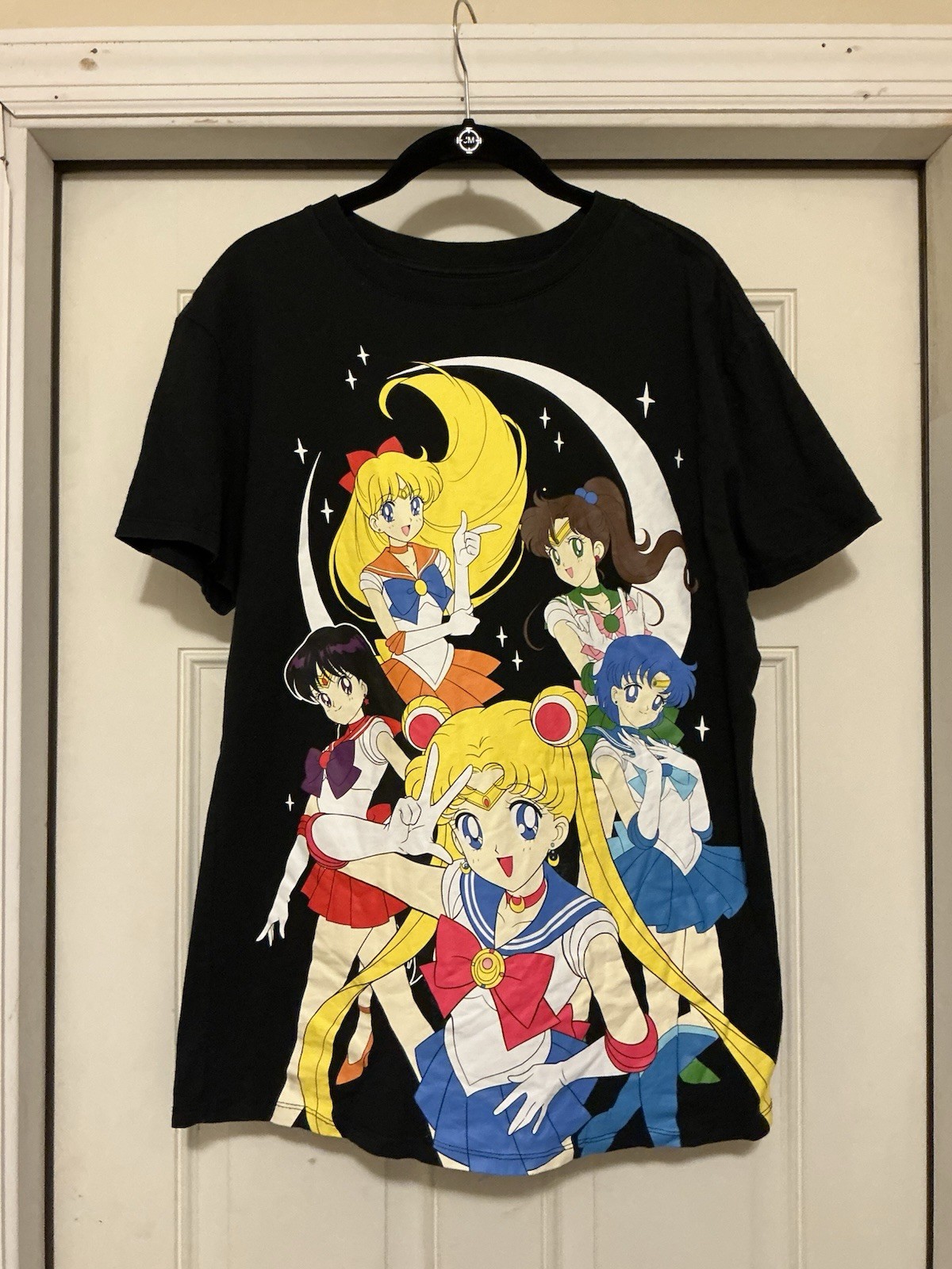 Official Sailor Moon Anime Graphic T Shirt Size Large Black Manga Tee