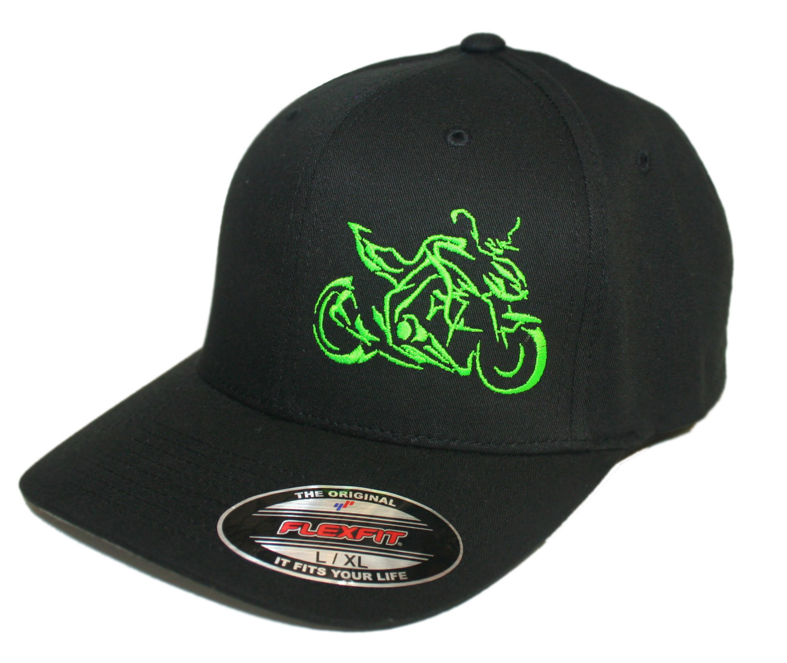 STREET BIKE HAT FLEXFIT CURVED BILL CAP SPORTBIKE SUPERBIKE S/M L/XL XL/XXL