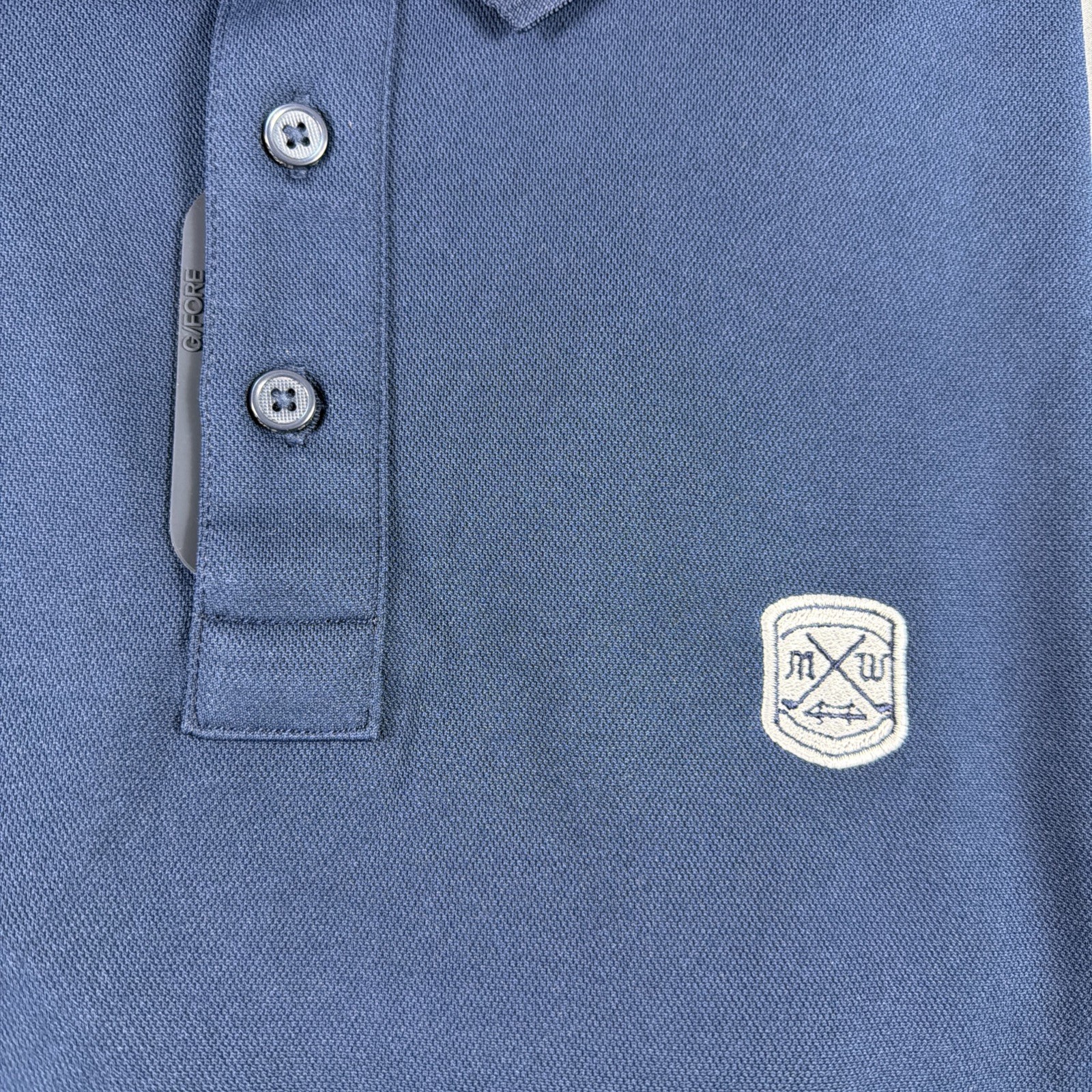 G/Fore G4 Golf Shirt Polo Sleeve Logo Large Twilight Polyester Spandex MSRP $120