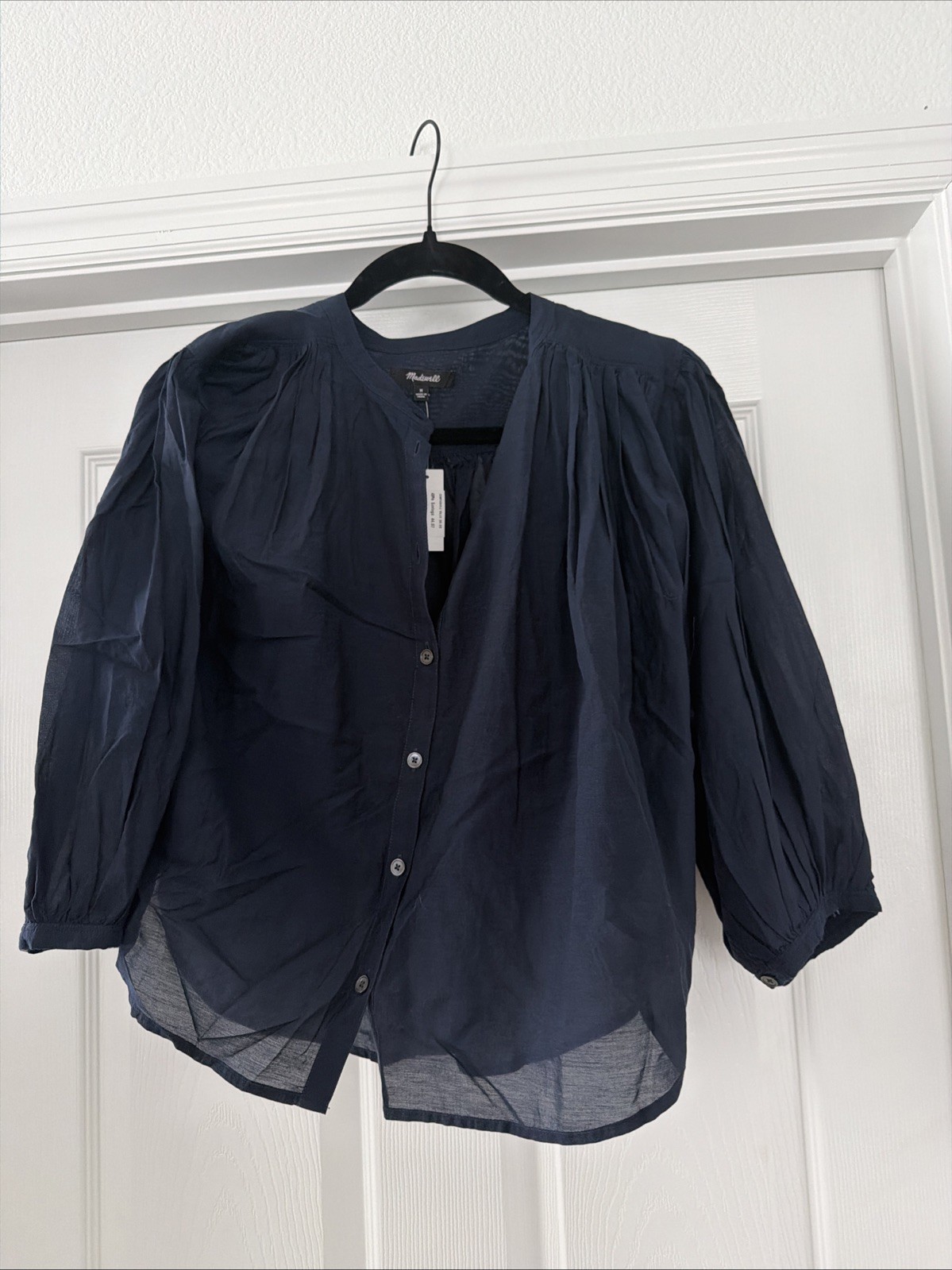 Madewell Women’s Navy Blue Billowed Sleeve Top
