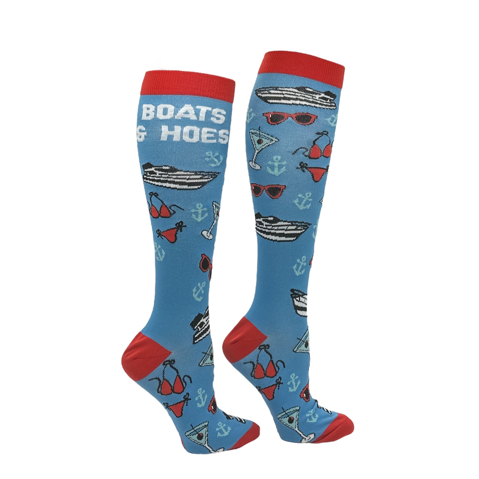 Boats and Hoes Funny Novelty Compression Socks for Men