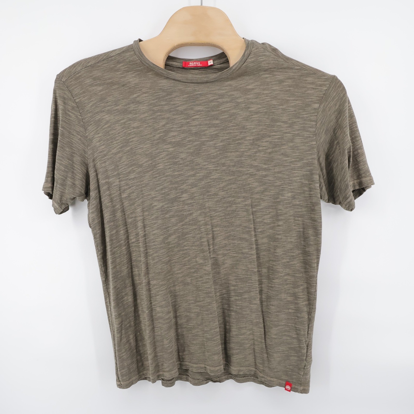 Agave AgaveLux Slub Crewneck T-Shirt Olive Short Sleeve Mens Large