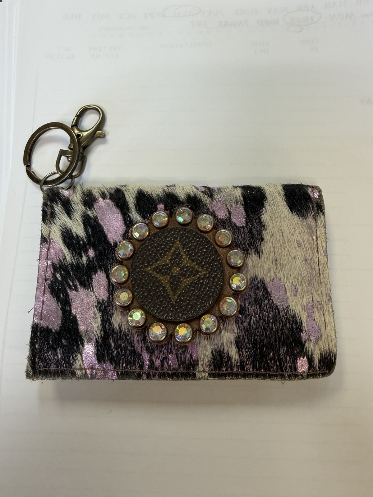 Genuine Leather/Animal Hair Card Holder Keychain Designer Inspired With Logo