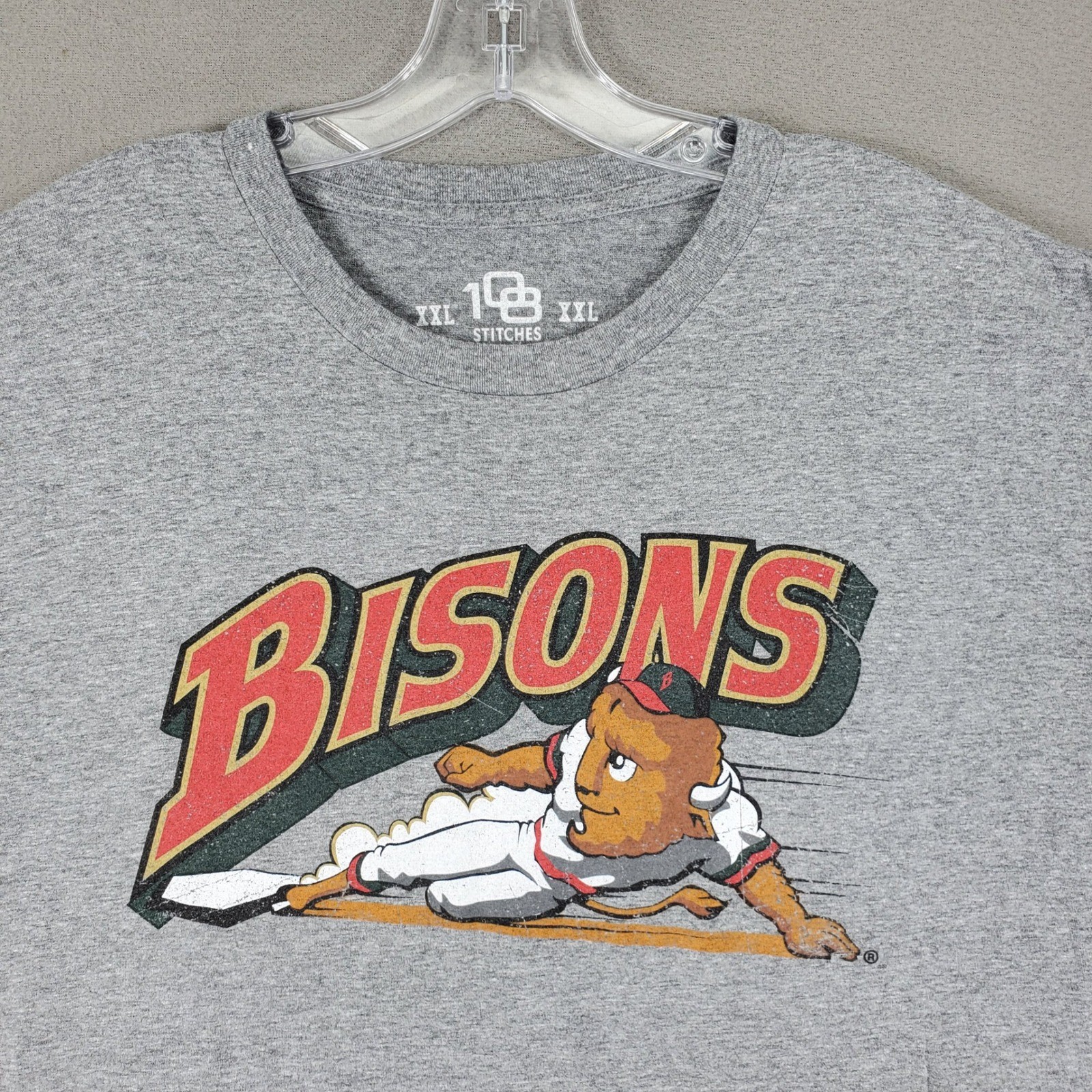 108 Stitches Buffalo Bisons Long Sleeve T-Shirt Mens XXL Gray MiLB Baseball Tee