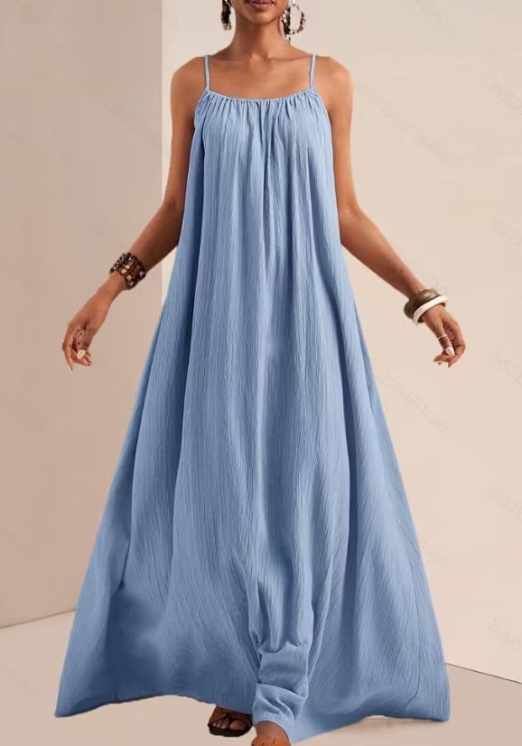 Summer Casual Wide Swing Hem Sleeveless Long Dress Relaxed Fit Floor Length Vaca