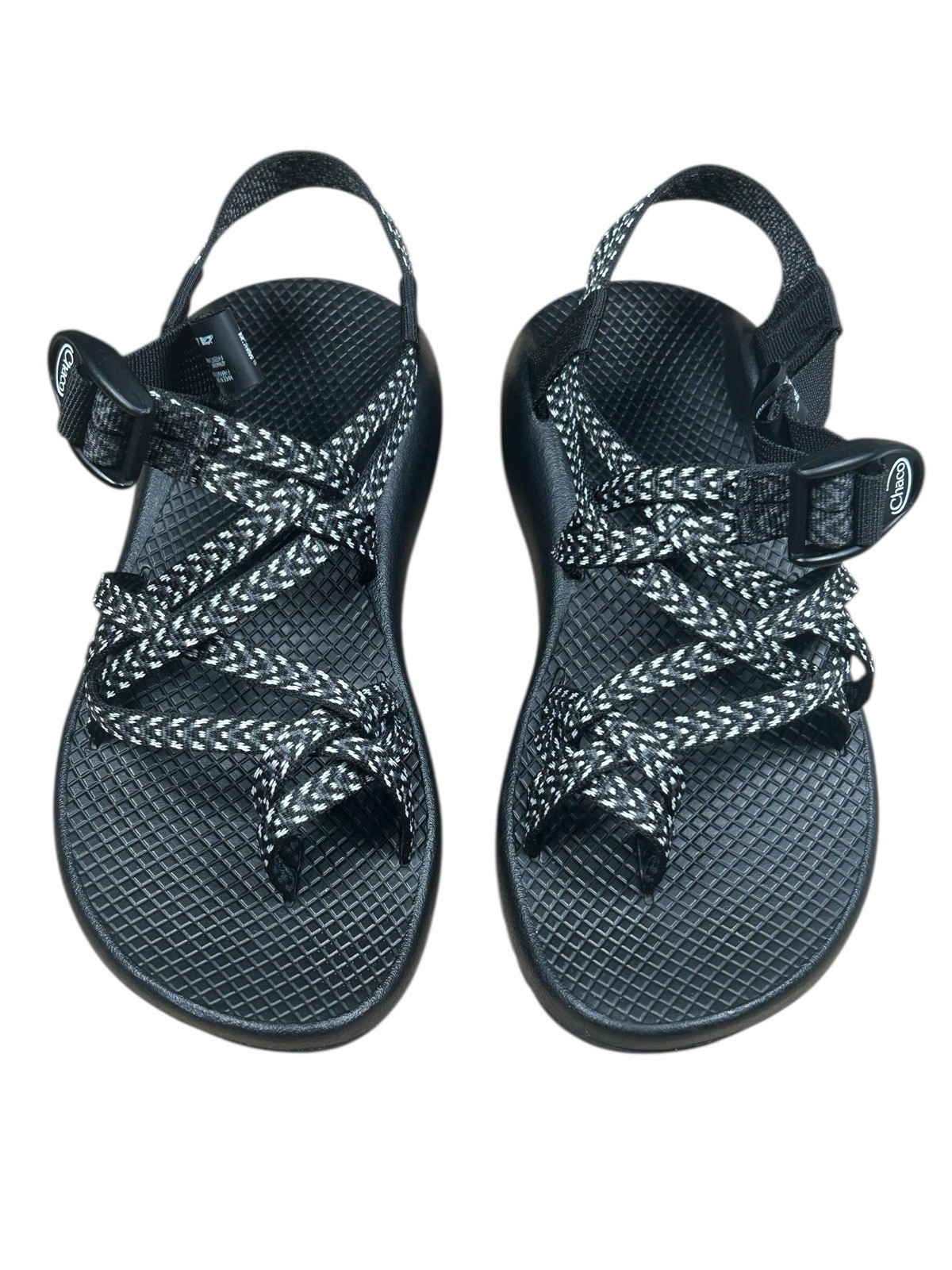 Chaco Women’s Z/2 Classic Sandals Black White Webbing Adjustable Strap Size 7