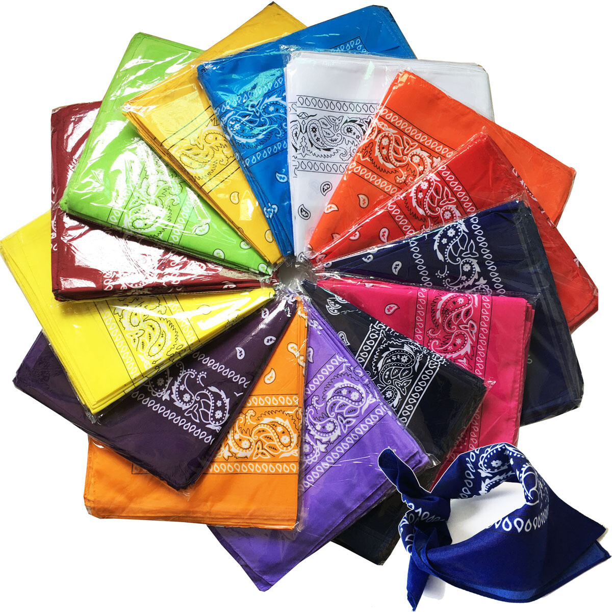 3-12 Pcs 100% Cotton Paisley Print Bandana Head Warp Scarf Headband Neck Cover