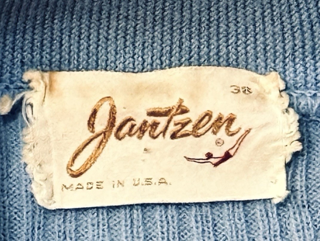 Vintage 1950s Jantzen Knit Collared Knit Sweater Top Made in USA Womens S