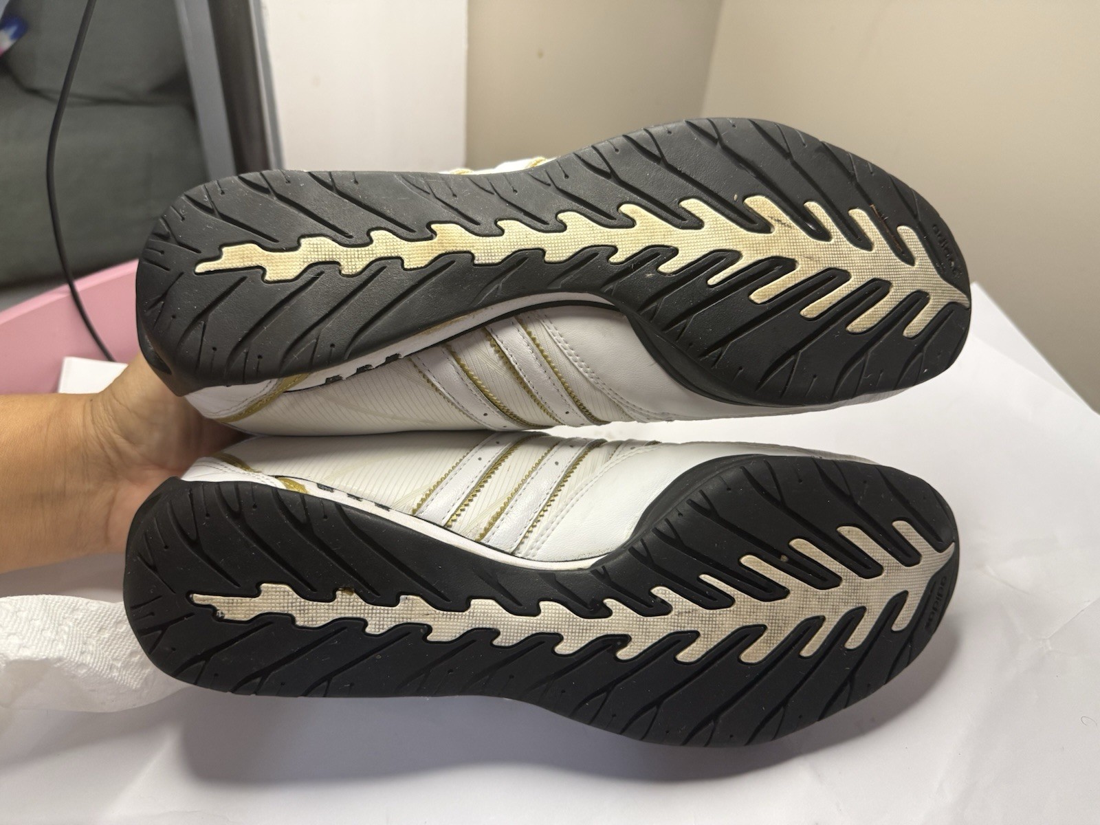 adidas Men’s Goodyear Athletic Sneakers White Black Gold Low Top Lace-Up Shoes