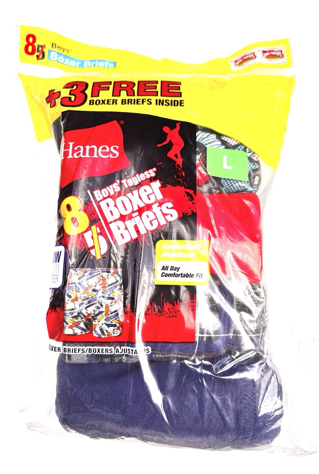 Hanes Boxer Briefs Boys L Underwear 8 Pack Multipack Assorted